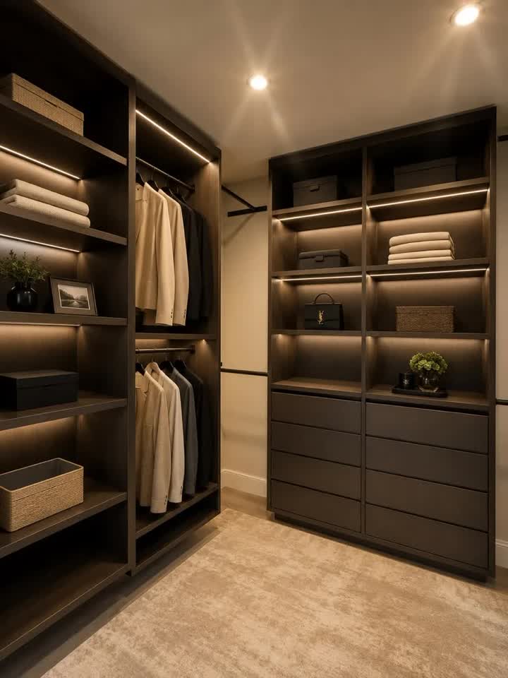 Walk-in closet cleaned by Eva Pro Cleaning