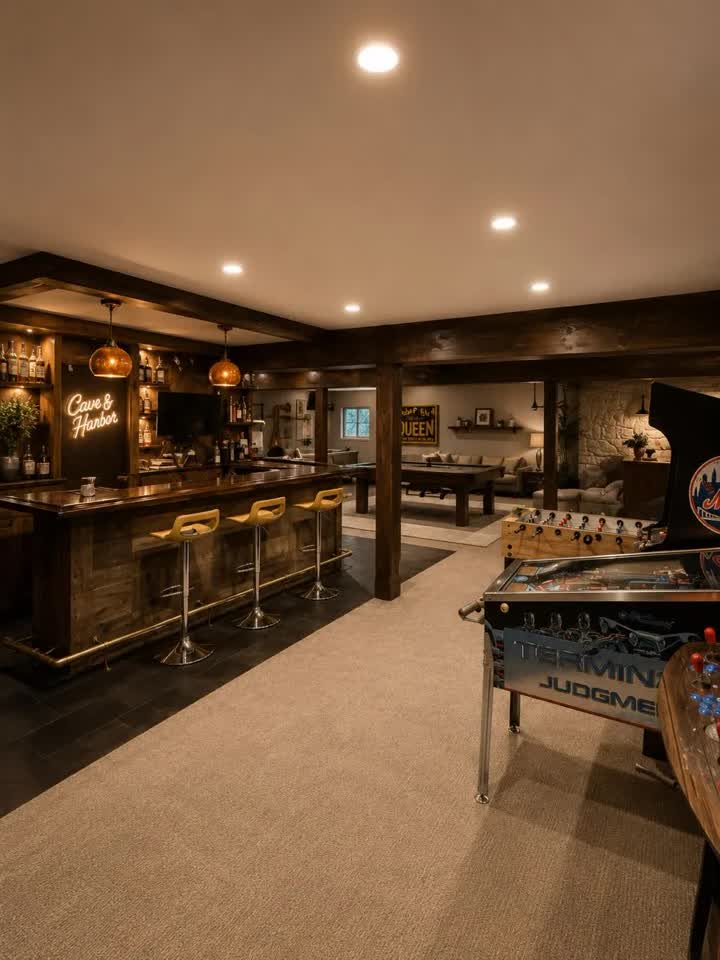 Basement lounge cleaned by Eva Pro Cleaning