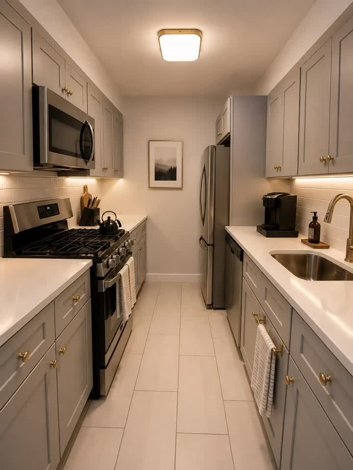 Galley kitchen cleaned by Eva Pro Cleaning